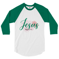 Collection of Womens "Jesus" Retro Shirt - Kelly Green Sleeves in a gallery layout