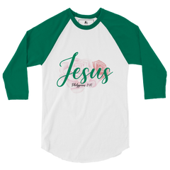 Womens "Jesus" Retro Shirt - Kelly Green Sleeves