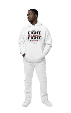 Collection of "Fight the Good Fight" Men's Hoodie in a gallery layout