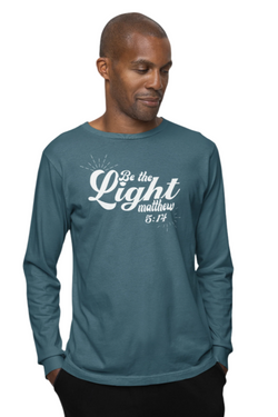 Collection of "Be The Light" Men's Deep Teal Long Sleeve Shirt in a gallery layout