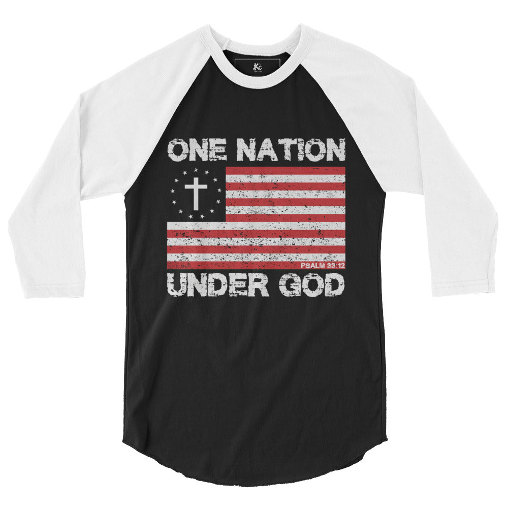 One Nation Under God Men's 3/4 Retro Shirt