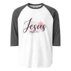 Collection of Womens "Jesus" Retro Shirt - Charcoal Sleeves in a gallery layout