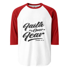 "Faith Over Fear" Mens Retro Black Text 3/4 Shirt